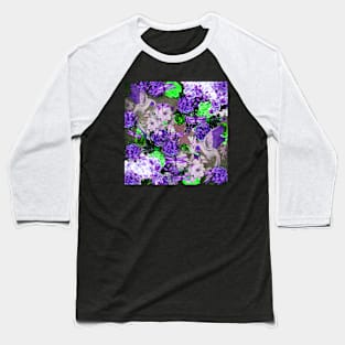 PARROTS ORCHIDS HYDRANGEA IN BLOOM WITH ROSES AND DRAGONFLIES Baseball T-Shirt